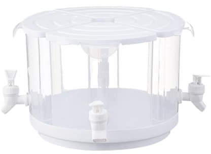 SYALEO Fria Dispensador de Bebidas de plástico con Grifo sin Fugas, dispensador de Bebidas Giratorio de 5,5 l, 4 Compartimentos, hervidor de Agua para el hogar Garrafa de Agua