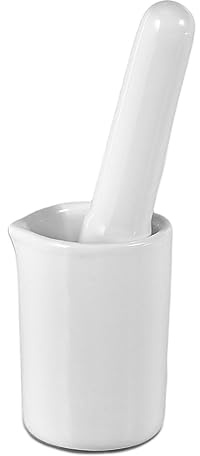 Tiefer Mörser und Langer Stößel - Mini-Keramik-Crusher, 118 ml, zum Zerkleinern von Harten Pillen, Tabletten, Gewürzen, Kapseln, Medikamenten - Kleines Küchengewürz- und Mühlen-Set