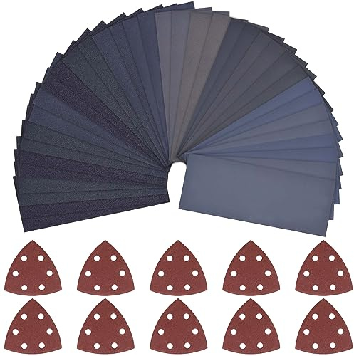DKDDSSS 46 Stück Schleifpapier Set, Körnung von 400 Bis 3000 Sandpapier, Schmirgelpapier Nass und Trocken für Auto, Wände, Holz, Metall, Lack, Stein, Glas, 23 x 9,3 cm