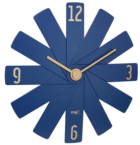 TFA Dostmann Analoge Wanduhr Clock in The Box, 60.3020.06, geräuscharmes Uhrwerk, exklusiv für designt, zum Zusammenstecken, Wohnaccessoire, Designeruhr, mit Video-Anleitung, Geschenkidee, blau