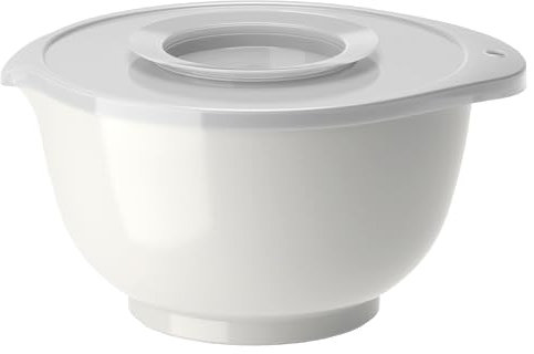 Rosti Margrethe Rührschüssel mit Spritzschutz-Deckel 3 Liter, Bruchsichere Schüssel, Backschüssel, Hefeteigschüssel mit gutem Griff, Teigschüssel aus Recycelbarem Kunststoff, Weiß