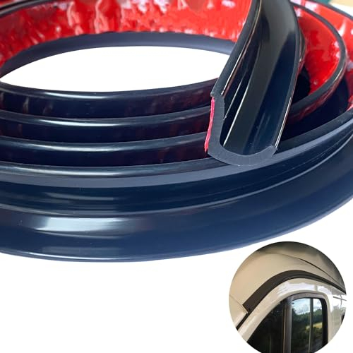 Grondaia per Camper a Forma di J 2.5m Drip Stop Deviatore per Pioggia in PVC Grondaia in PVC Retro Adesivo Forte per Veicoli Camper Tetti (Nero, 2.5M)