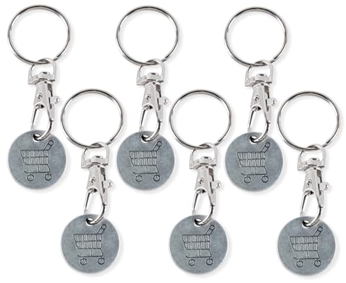 MEGAVOW 6 Pezzi Portachiavi per Carrello della Spesa, Gettoni per Carrello della Spesa, Chiavi del Carrello in Metallo, Gettone Carrello Spesa, Chiave per Carrello Della Spesa,Moneta Carrello Spesa