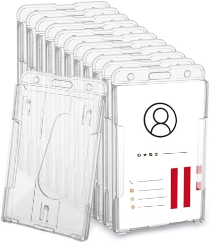 LDXDRU 20 Pack 60 x 85mm Hard Plastic ID Card Holders, Clear Badge Holder