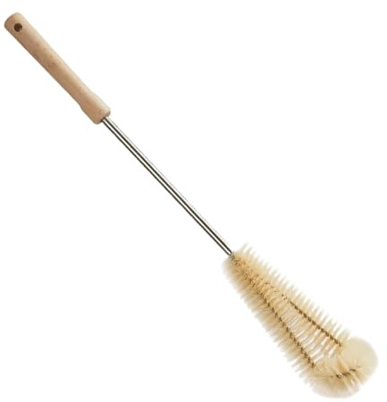 Brosse de nettoyage pour bouteilles | 50 cm de long manche en bois | Brosse à récurer flexible pour cuisine | Nettoyage de la maison et du lavage des biberons | Brosse multifonction pour bouteilles de