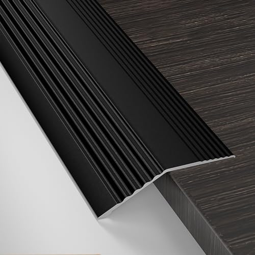 Raouoae Übergangsprofil Abschlussprofil 90cm*3 Aluminiumlegierung Bodenübergangsstreifen Höhenausgleich 0.8-1.8cm/1-2cm/1-4cm Böden Überbrücken Die Lücke(Schwarz,Breite: 55 mm)
