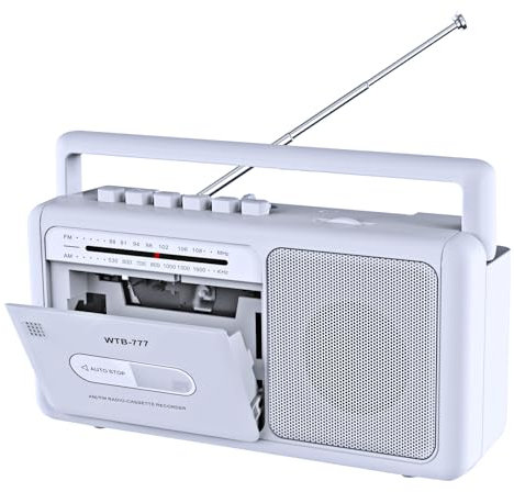 Tragbare Kassettenspieler Boombox,Vintage-AM/FM-Stereoradio mit Bluetooth, USB, Kopfhöreranschluss, tragbarer Kassettenrekorder für zu Hause oder draußen