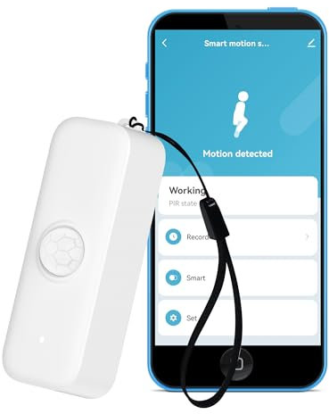 Wi-Fi Motion Sensor: Smart Motion Detector PIR Infrared Motion Sensor for Alarm System & Smart Home Automation, App Remote Monitoring, Compatible with Alexa (1-Pack)