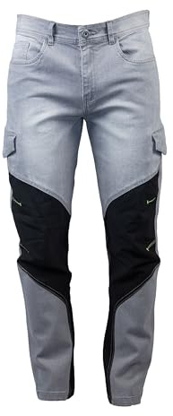 Arbetsjeans herr stretch multifickor anti-nötningstyg Austin tech man (grå, XL)