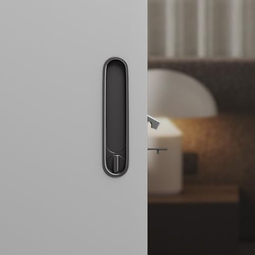 Hoconnie Serratura Invisibile per Porte a Scomparsa Maniglia per Porta Tascabile da Incasso Serratura e Tirante per Porte Scorrevoli 154mm (Nero)
