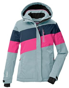 killtec Niñas Chaqueta de esquí/chaqueta funcional con capucha y protección contra la nieve KSW 197 GRLS SKI JCKT, hell rauchblau/neon pink/nachtblau, 176, 43487-000