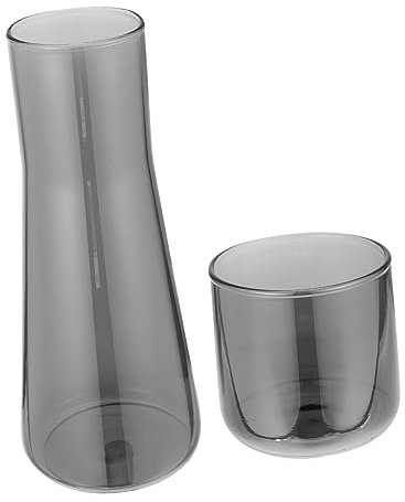 Gatuida 750ML Cold Water Kettle Set Grey Glass Beverage Dispenser with Cup Leakproof and Stylish Design for Home Gym and Outdoor Use