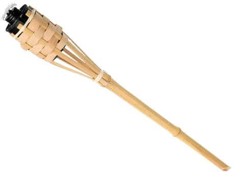 BAZEITFLOW Lampada Torcia Bambù Per Esterni Torcia Da Giardino Leggera e Portatile Decorazione Per Patios e Per Eventi e Feste All Aperto Lampada Da Giardino Multifunzionale Bambù