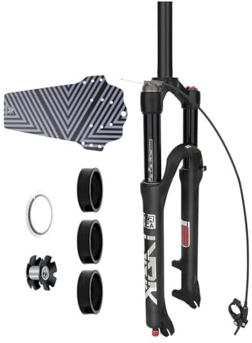 GJYDPU Forcella MTB Pneumatica 26/27,5/29 Attacco 1-1/8 Dritto Blocco Rapido 9x100mm Regolazione Ammortizzazione Corsa 120mm (Sblocco Manuale/Remoto), Progettata per Gravel Marathon