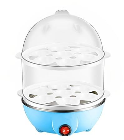 Electric Egg Boiler - Quick And Healthy Cooking Large Capacity Electric Egg Cooker PP Eggs Boiler Egg Steamer Boiled Egg Blue 2 Layers UK