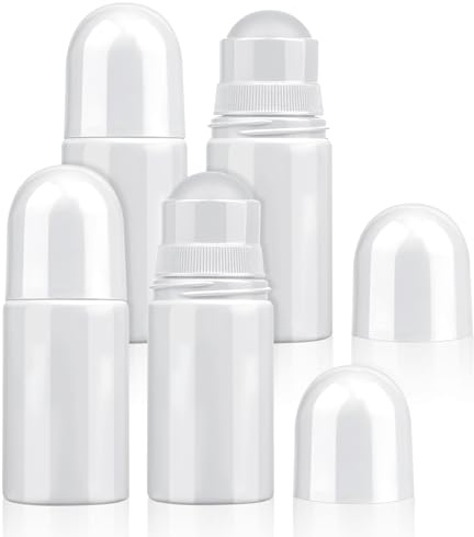Sliverdew 4Pcs 1.7oz /50ml Roll-on Bottles Empty Refillable Roller Bottle Reusable Leak-Proof DIY Deodorant Containers Plastic Roller Bottle for Essential Oil Perfumes Balms