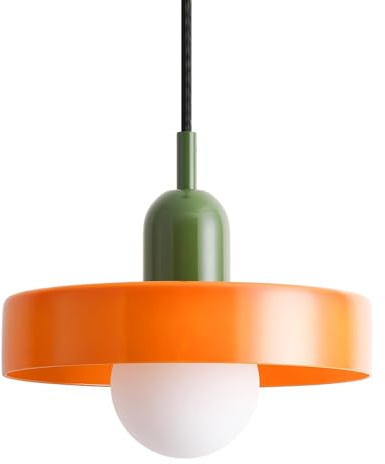 HJXDtech Pendelleuchte Esstisch, E27 Hängelampe aus Glas in Orange ⌀25cm, Pendellampe für Küchen Esszimmer Wohnzimmer & Schlafzimmer, Hängende Deckenlampe, Mid-Century Modern Stil
