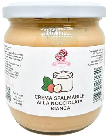 Crema Spalmabile alla Nocciolata Bianca 400g – SENZA GLUTINE - Pronta all’Uso, Senza Derivati di Palma, Per Farciture e Decorazioni Ante e Post Forno, Resistente alla Cottura e Surgelazione
