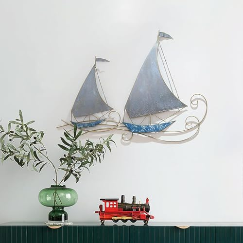BDXZJ 3D Segelschiffen Wanddekoration Nautical Boat Wanddeko Maritime Deko Segelboot Wanddeko Maritim Metall Wanddeko Schiff Für Arbeitszimmer, Wohnzimmer, Schlafzimmer, Hotel C