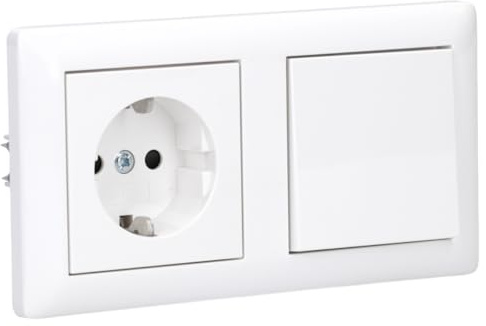 Gira Set: Steckdose mit erh. Berührungsschutz 445303 + Wippschalter-Einsatz 310600 + Rahmen 021203 + Wippe 329603 Standard 55