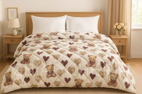 Trapunta Singola Invernale 170x250 cm – Piumone Caldo Una Piazza 300 g/m², Piumino Anallergico e Traspirante in Morbida Microfibra, Coperta Letto Singolo Moderna con Stampe Colorate (Orsetti)