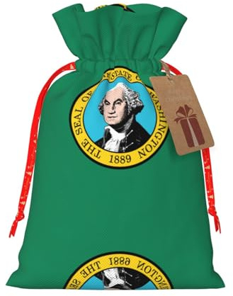 Bolsa reutilizable con cordón con estampado de la bandera de Washington, perfecta para cumpleaños, aniversarios y fiestas