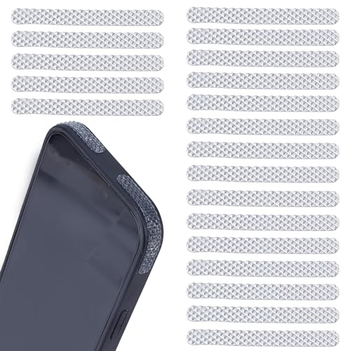 NICENEEDED 20 PCS Cell Phone Grip Tape Strips, Rubber Non Slip Side Sticker, Adhesive Grippy Bumper Frame Stickers for Phone Case Computer Gaming Cases