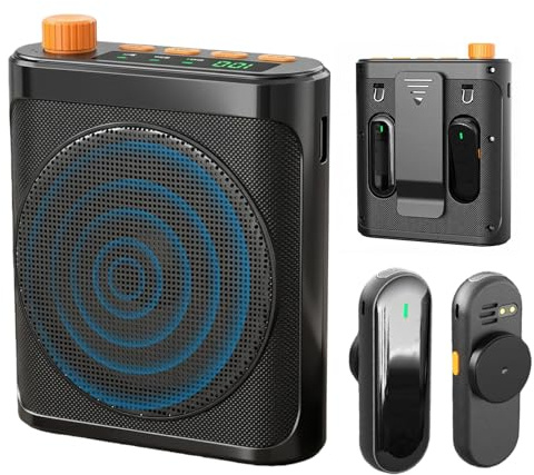 Amplificador de voz con micrófono inalámbrico, amplificador de voz portátil Bluetooth 5.4 con micrófono de auriculares, altavoz mini recargable 2000mAh, inalámbrico, ideal para profesores