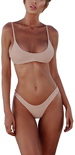 Vancavoo Tvådelad baddräkt för kvinnor push-up sexig bikini set brasiliansk stringtrosa hög midja triangel strand badkläder, Rosenröd, XXL