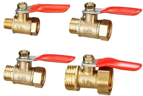 1pc Brass Small Ball Valve 3/8'' 1/2'' Female/Male Thread Brass Valve Connector Joint Copper Pipe Fitting Coupler(3/8)