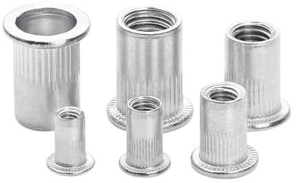 Edelstahl-Flachkopf-Blindnietmuttern, Flachkopf-Nietmuttern aus Aluminiumlegierung mit Gewindeeinsatz M3-M10, 20/50/100 Stück(M4,20pcs)
