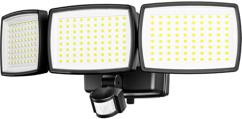 240 LED Bewegungsmelder Aussen Batterie, 1500 Lm Strahler mit Bewegungsmelder Batteriebetriebene Aussenlampe, IP65 Wasserdichte Sicherheitsleuchten Außenwandleuchten für Garage Garten Hof, 1 Packung