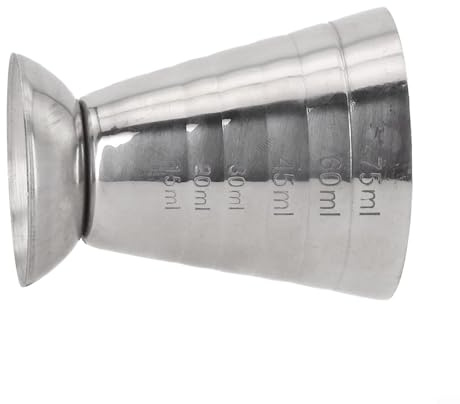 Stainless Steel Cocktail Jigger 75ml Dual-Sided Measuring Cup with oz and ml Markings, 1-5 Tbsp Graduated Shot Measure for Spirits, Home Bar Use