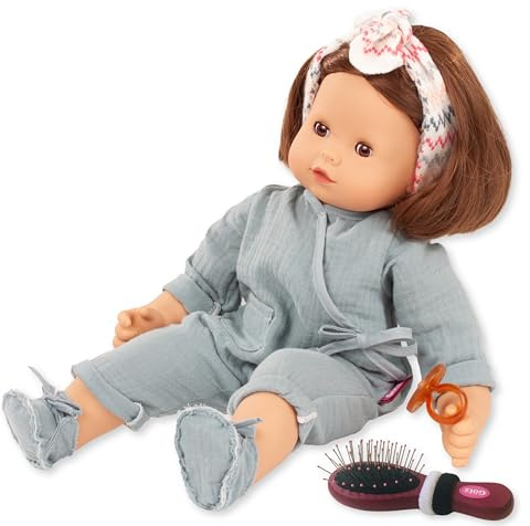 Götz 2627155 Maxy Muffin Zick Zack Puppe 42 cm braune Schlafaugen | 9-tlg, Babypuppe, braune Haare, Weichkörper, für Kinder ab 3 Jahren, frisierbar, mit Schnuller, Bürste und Haargummis