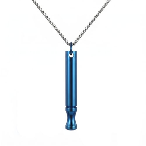 Collar Antitabaco para Dejar de Fumar - Collar de Respiración Consciente de Acero Inoxidable para Alivio de Ansiedad y Estrés, Herramienta de Meditación y Relajación, Azul, 5.1 x 0.8 cm