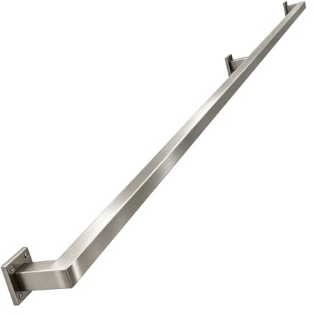 Drsyffsup 30cm-600cm Stainless Steel Handrail for Indoor or Outdoor Steps and Stairs – Square Pipe Stair Railings Safety Grab Bar – Wall Balustrade Foot Rail Support(7ft/2.1m)