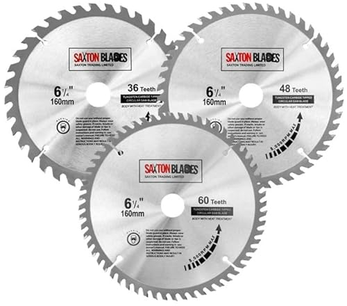 Saxton TCT Kreissägeblätter für Festool TS55 Bosch Makita Pack C (160 x 20 mm) 3 Stück