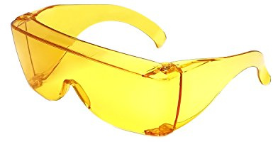Calabria 3000 Fit Over - Gafas de seguridad Fitover graduadas, amarillas, para hombres y mujeres, grandes, envolventes, tintadas, antivaho y arañazos