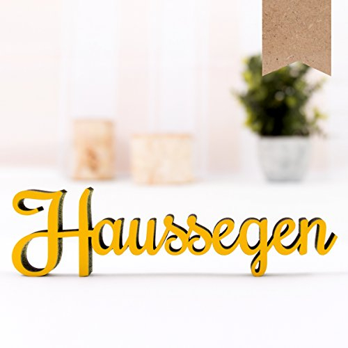KLEINLAUT 3D-Schriftzug Haussegen in Größe: 25 x 6,8 cm - Dekobuchstaben - 32 Farben zur Wahl - Natur (Holz)