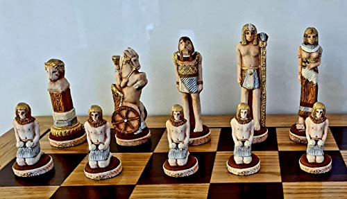 Master of Chess ÄGYPTEN 56 cm / 22in Luxus Marmor Stein Schach-Spiel auf Holz Schachbrett, Altes Ägypten Themed, Classic Game