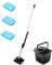 Addis Superdry Sponge Mop, 3 replacement Sponge Heads and Mop Bucket Set, Black Metallic