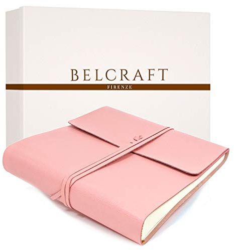Dolci Babyalbum Leder, Fotoalbum, Elegantes Geschenk mit Geschenkbox, Handgearbeitet in klassischem italienischem Stil, Pink