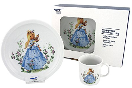 Triptis-Porzellan Dornröschen Kindergedeck, 3 teilig Kindergeschirr, 3 Stück (1er Pack), 3, Weiß