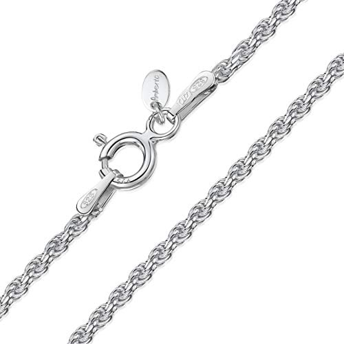 Amberta 925 Sterlingsilber Damen-Halskette - Kordelkette - 1.5 mm Breite - Verschiedene Längen: 40 45 50 55 60 (50cm)