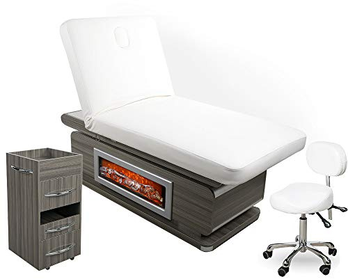 900897A Kosmetikkabine Massagekabine mit Heizung und Kamin, Beistelltisch, Arbeitshocker