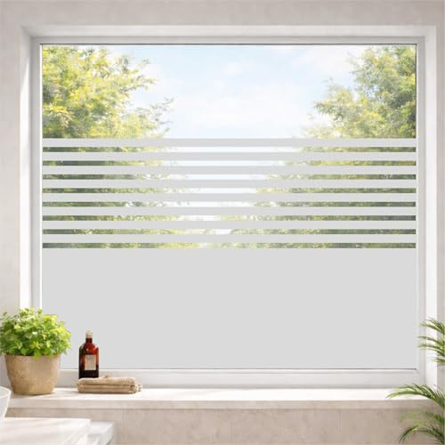 INDIGOS UG Fensterfolie Sonnenschutz Sichtschutzfolie Glasdekorfolie Stripes satiniert Blickdicht - 500-2000 mm - Dekoration Sonnenschutz Folie - selbstklebend - matt - für Fenster
