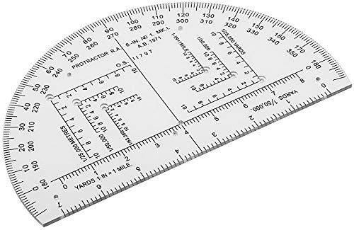 Clear Half Round Shape Plastic 0-360 Degrees Protractor Map Reading Measuring Tool