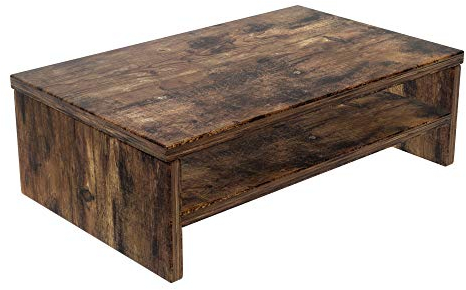 Bestier Wood Monitor Stand Riser with 2-Tier Storage Organizer for Laptop, Projector, Printer, Small TV - Rustic Brown, 15.7 Inch 2 Tier