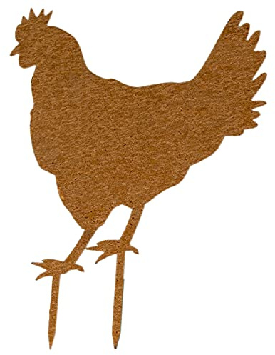 MM Steel Styles Edelrost Huhn Gartenstecker-einfach einsteckbare Rostdeko aus hochwertigem Cortenstahl für Garten, Terrasse - Gartendeko rost