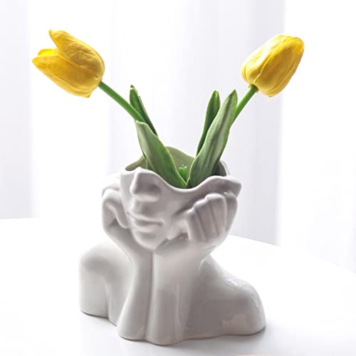 Romehaha Gesichtsvase, Blumenvase, Schreibtischdekoration, Keramik-Körpervase, weibliche Form, ideale Regaldekoration, Moderne Bauernhaus-Tischdekoration, kleine niedliche Vase, Bücherregal,